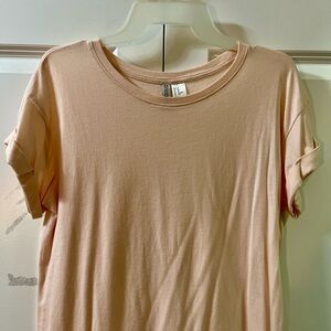 H&M Short Sleeve Rolled-Sleeve Oversized Tee - Light Blush